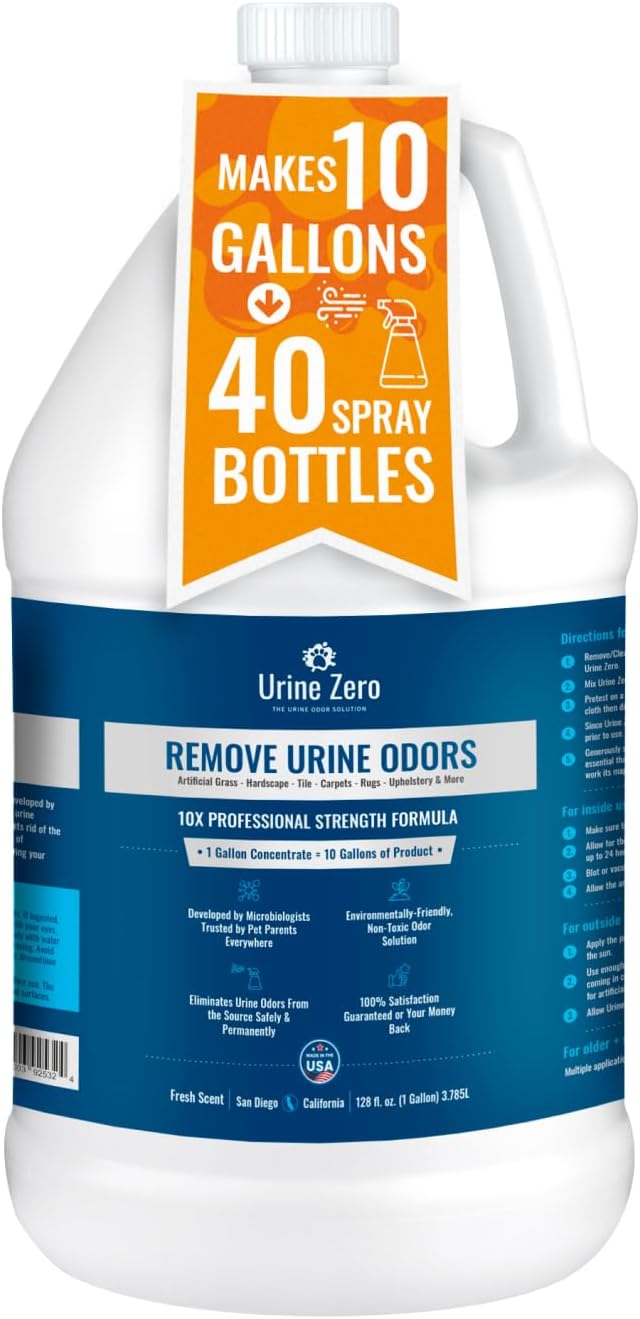 10X Concentrate – Professional Strength Pet Odor Eliminator | Bio-Enzyme Cleaner for Dog &amp; Cat Urine | Makes 10 Gallons for Artificial Grass, Carpet, Patios &amp; Kennels | Pet Safe