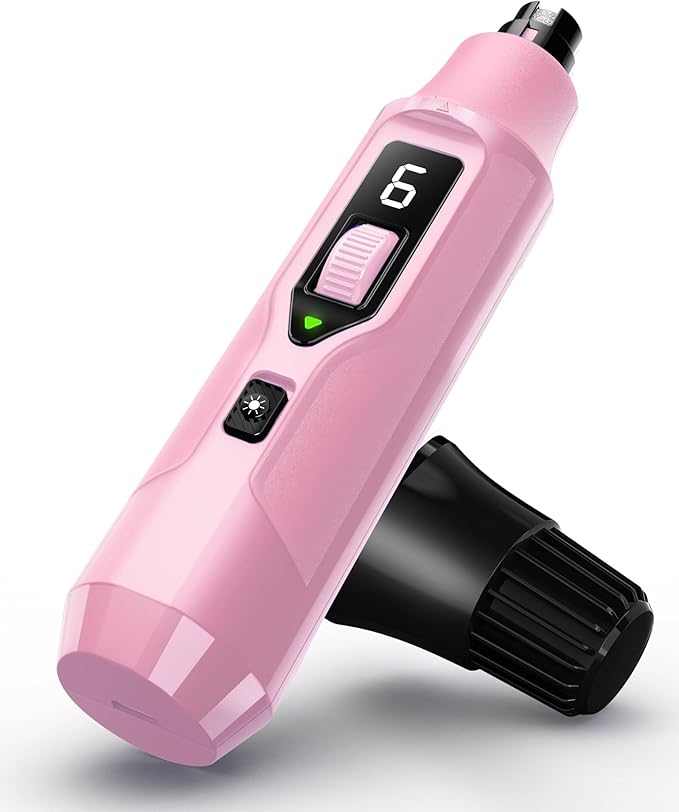YABIFE 7-Speed Pet Nail Grinder with Light – Heavy Duty, Whisper Quiet Nail Trimmer for Dogs, Cats, Birds &amp; Small Animals – Single-Handed Operation