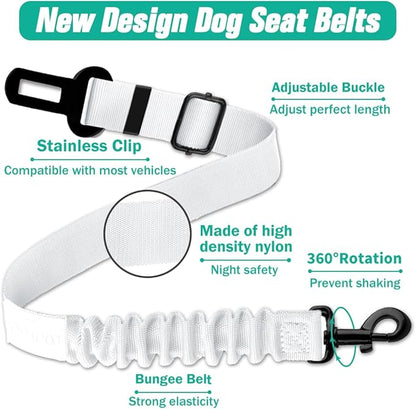 COOYOO Dog Seat Belt, Durability Retractable Dog Car Harness Adjustable Dog Seat Belt for Vehicle Nylon Pet Safety Seat Belts Heavy Duty &amp; Elastic