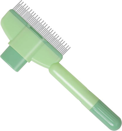 Pet Hair Removal Comb,New Cat Brush with Release Button,Pet Grooming Brush for Short&amp;Long Pet Hair,Deshedding Brush for Pet (green)