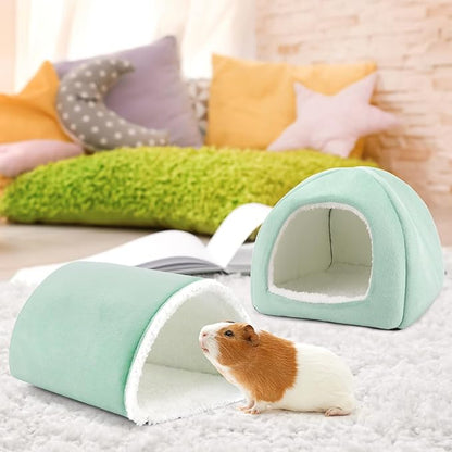 Guinea Pig Hideout and Tunnel Set, Soft Plush Bed &amp; Play Tunnel for Guinea Pigs, Rabbits, Ferrets, Small Animals - Washable Accessories for Resting, Hiding, Exercising