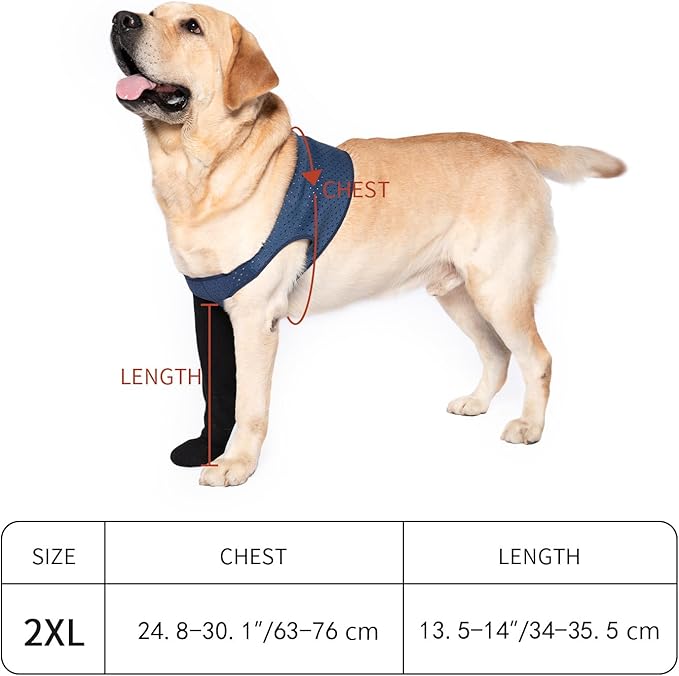 COODEO Dog Socks to Prevent Licking Paws, Healing Boots &amp; Paw Protectors with Non-Slip Bottoms for Wound Protection, Waterproof Sleeve Shoes for Licking（Blue，2XL_Right