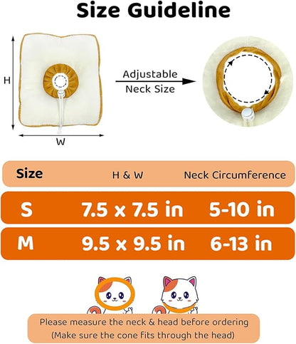 Amakunft Adjustable Cat Recovery Collar - Soft Cone for Post-Surgery Care, Kitten &amp; Adult Cat (Toast, M)