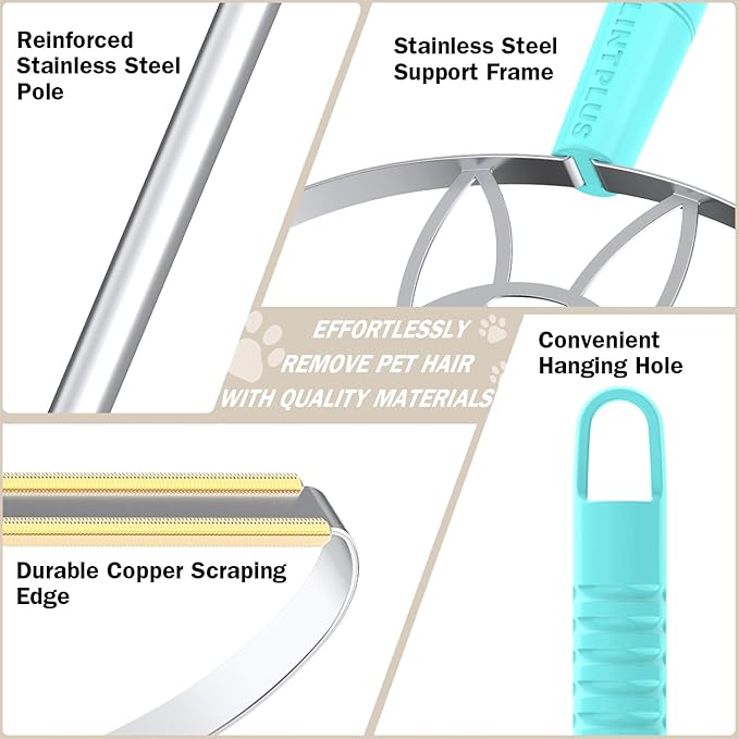 63“Ultra Long Carpet Rake by LINTPLUS-Heavy Duty Carpet Scraper &amp; Pet Hair Remover for Deep Cleaning, Efficient Dog Hair Remover for Carpets,Rugs,Furniture-Durable Carpet Rake for Home Use