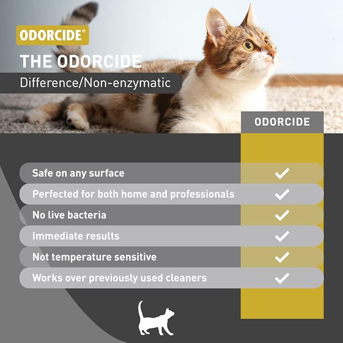 Odorcide Cat Attack Concentrate Odor Eliminator - Cat Urine Remover for Carpet &amp; Upholstery - Litter Box Odor Eliminator - 16 oz