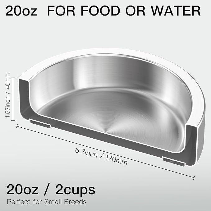 20oz Stainless Steel Cat Food &amp; Water Bowl - Double Walled 304 Stainless Steel Non-Slip Cat Dish | BPA-Free &amp; Dishwasher Safe for Indoor Cats
