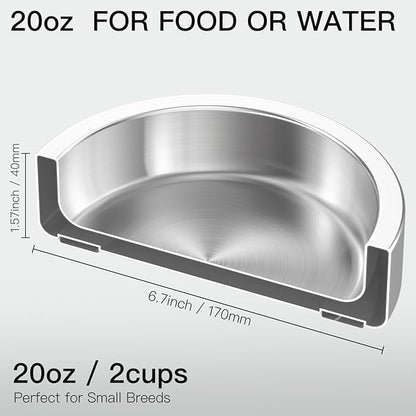 20oz Stainless Steel Cat Food &amp; Water Bowl - Double Walled 304 Stainless Steel Non-Slip Cat Dish | BPA-Free &amp; Dishwasher Safe for Indoor Cats
