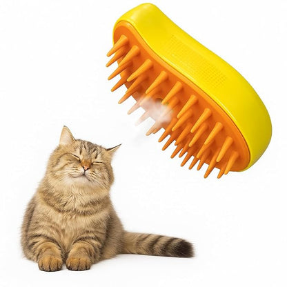 Steam Cat Brush for Indoor Cats – Mist Spray Comb for Shedding &amp; Hair Removal | Silicone Pet Grooming Tool for Long-Haired Cats &amp; Dogs