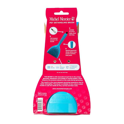 Michel Mercier Pet Detangling Brush - Thick Coat Dog &amp; Cat Brush for Shedding &amp; Grooming, Long/Short Haired Pets, Free Tick Remover Tool Included