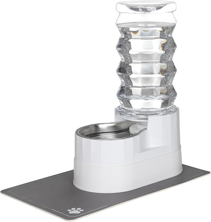 Sfozstra Large Dog Water Dispenser: 8L Automatic Stainless Steel White Water Feeder with Waterproof Pad - Raised Edge Water Dispenser for Dogs &amp; Cats Easy Clean