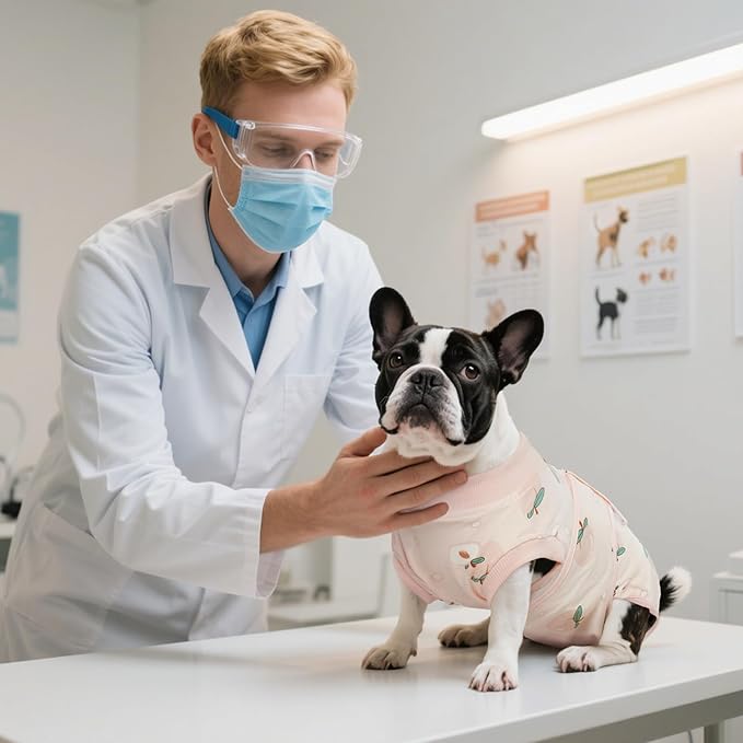 Kuoser Recovery Suit for Dogs Cats After Surgery, Professional Pet Recovery Shirt Dog Abdominal Wounds Bandages, Substitute E-Collar &amp; Cone,Prevent Licking Dog Onesies Pet Surgery Recovery Suit