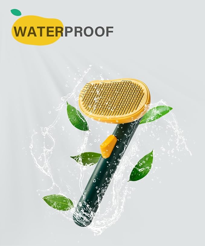 Self-Cleaning Dog &amp; Cat Slicker Brush, Skin Friendly Deshedding Grooming Tool for Long or Short Haired Dogs Cats Rabbits, Dog Shedding Brush with Release Button - Mango