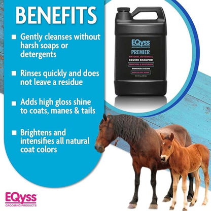 EQyss Premier Equine Horse Shampoo - Conditions and Moisturizes Coat, Enhances Color, Promotes Shine - Safe for All Horses &amp; Pets, pH Balanced, USA Made