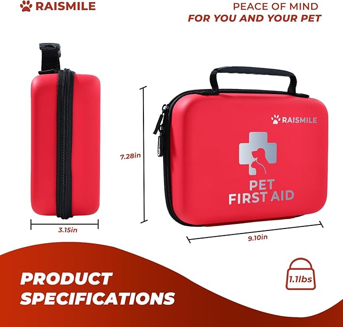 Dog First Aid Kit, Pet First Aid Supplies for Treat Dogs &amp; Cats in an Emergency, Ideal for Use at Home, Outdoors, Traveling