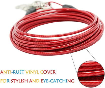 Petest 30ft Tie-Out Cable with Crimp Cover for Heavy Dogs Up to 125 Pounds Black &amp; Red
