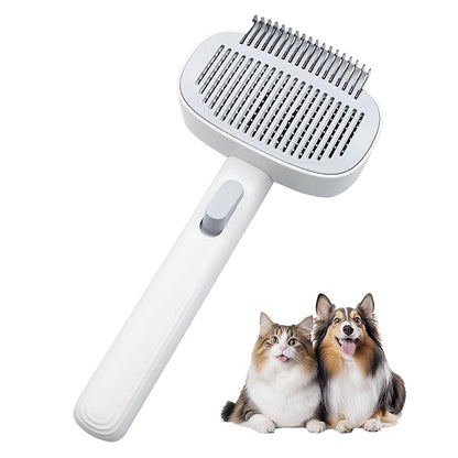 TemApex 2-in-1 Self Cleaning Shedding Brush &amp; Dematting Comb for Long Haired Cats and Dogs, Pet Grooming Deshedding Brush for Dog and Cat Removes Loose Fur &amp; Tangles