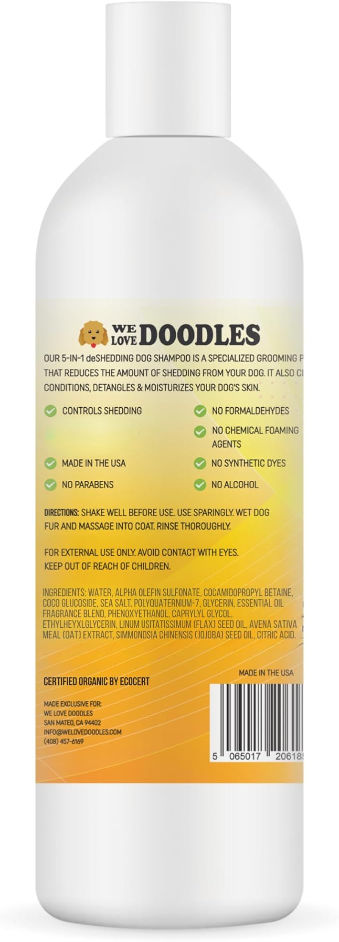 Dog Deshedding Shampoo | Made in USA | Eco-Friendly Ingredients | Shampoo for Shedding &amp; Long Haired Dogs, Safe for Sensitive Skin &amp; Allergies | 16 OZ [We Love Doodles]