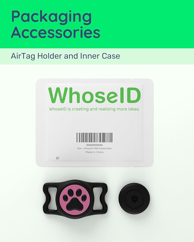 IP68 Waterpoof Dog Air tag Holder, Stretchy Silicone Full Body Covered Apple Air Tag Holder for Dog Cat Collar Fit All Width Collar (Black &amp; Rose, 1 Pack)