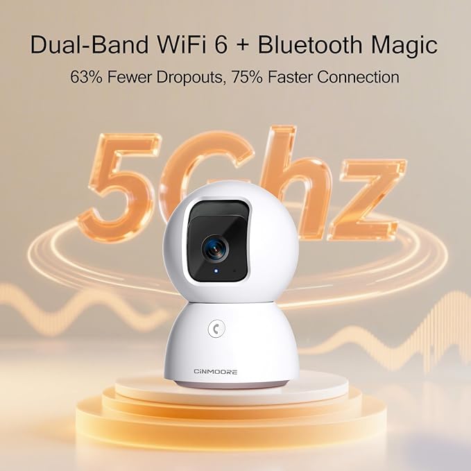 3K Pet/Dog Camera Indoor w/Phone App, No Monthly Fee 64GB Local Storage &amp; AI Tracking Face ID, 2.4/5GHz WiFi Cameras for Home Security Baby Monitor, Pan/Tilt, 2-Way Talk