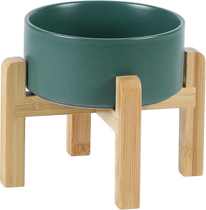 Ceramic Raised Dog and Cat Bowl Set, 2 Heights Elevated Stand, Food and Water Bowl for Small Breed Dogs, Weighted Dog Dishes, Pet Bowl(6.1&