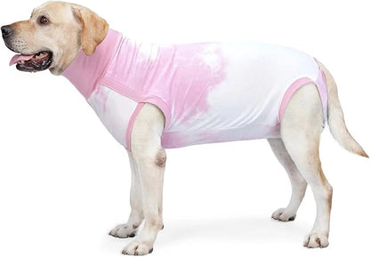 Recovery Suit for Dogs Male/Femalesurgery Tie Dye Dog Shedding Suitwound After Surgery Wear, Prevent Licking Wounds, E-Collar &amp; Cone Alternatives M Pink2