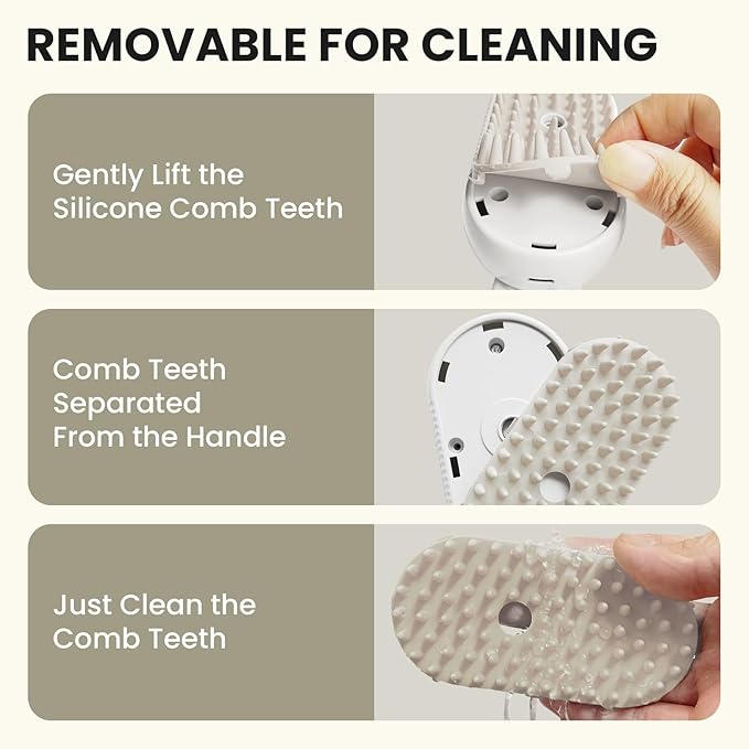 Cat Steam Brush for Shedding, Pet Steam Brush for Cats and Dog, 4 in 1 Rechargeable Cat Hair Brush, Spray Anti-Static, Massage, Cleaning, Shedding &amp; Combing All In One, for Long &amp; Short Haired Pets!
