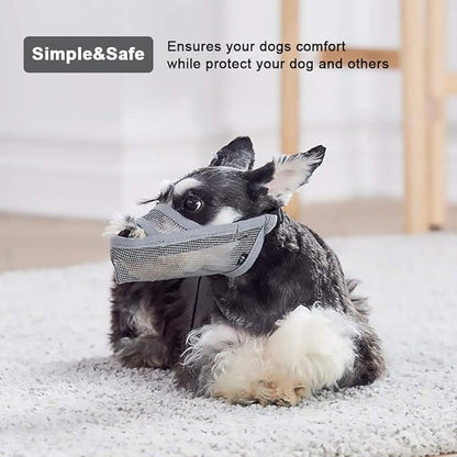 Crazy Felix Nylon Dog Muzzle for Small Medium Large Dogs Dachshund Beagle Poodle Labrador, Air Mesh Breathable and Drinkable Pet Mouth Guard for Anti-Biting Chewing Scavenging(S, Grey)