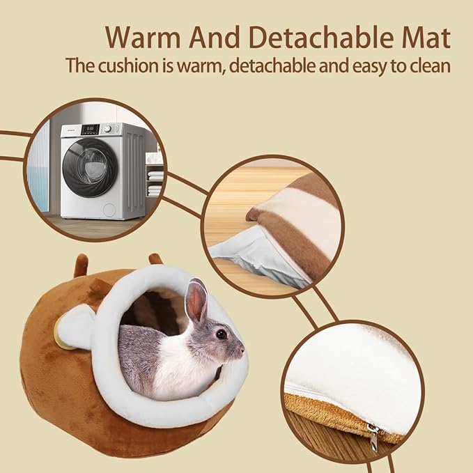 Guinea Pig Bed House &amp; Hideout for Rat Bearded Dragon Hedgehog Ferret to Sleep and Hide, Guinea Pig Cage Accessories Habitat Décor (Large, 1.Sika Deer)