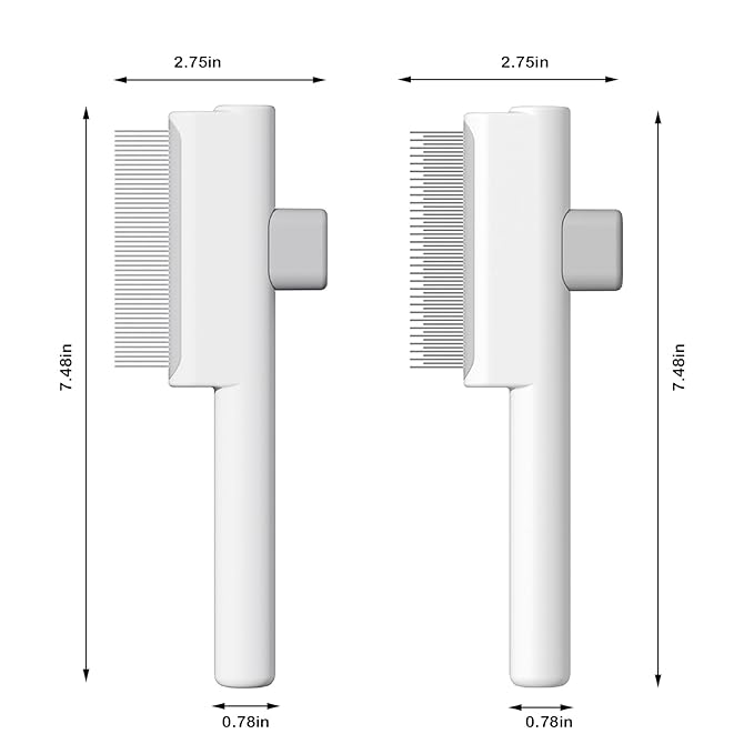 Pet Grooming Combo - Flea Comb(Dense Teeth) and Pet Hair Removal Comb(Long &amp; Short Stainless Steel Teeth) with Release Button for Grooming Massaging and Cleaning Remove Fleas on Cat and Dog