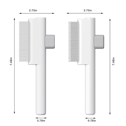 Pet Grooming Combo - Flea Comb(Dense Teeth) and Pet Hair Removal Comb(Long &amp; Short Stainless Steel Teeth) with Release Button for Grooming Massaging and Cleaning Remove Fleas on Cat and Dog