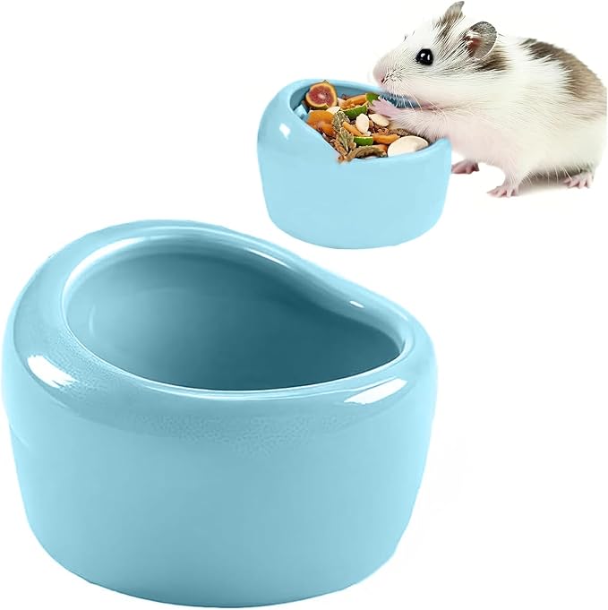 1 Blue Small Animal Bowl - Durable Hamster Food &amp; Water Dish, Easy-Clean Design for Guinea Pigs, Rabbits, Hedgehogs, Birds (Parrots, Finches), Gerbils and Mice Hamster Bowl