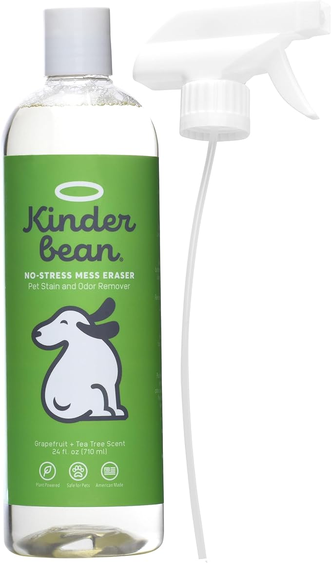 Dog &amp; Cat Urine Stain and Odor Eliminator for Carpet, Upholstery, Hard Floors - Single 24 oz., Grapefruit Tea Tree Scent, Enzyme Bio-Active Formula with Squeeze and Spray Top