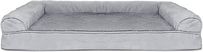 Furhaven Cooling Gel Dog Bed for Large Dogs w/ Removable Bolsters &amp; Washable Cover, For Dogs Up to 95 lbs - Plush &amp; Suede Sofa - Gray, Jumbo/XL