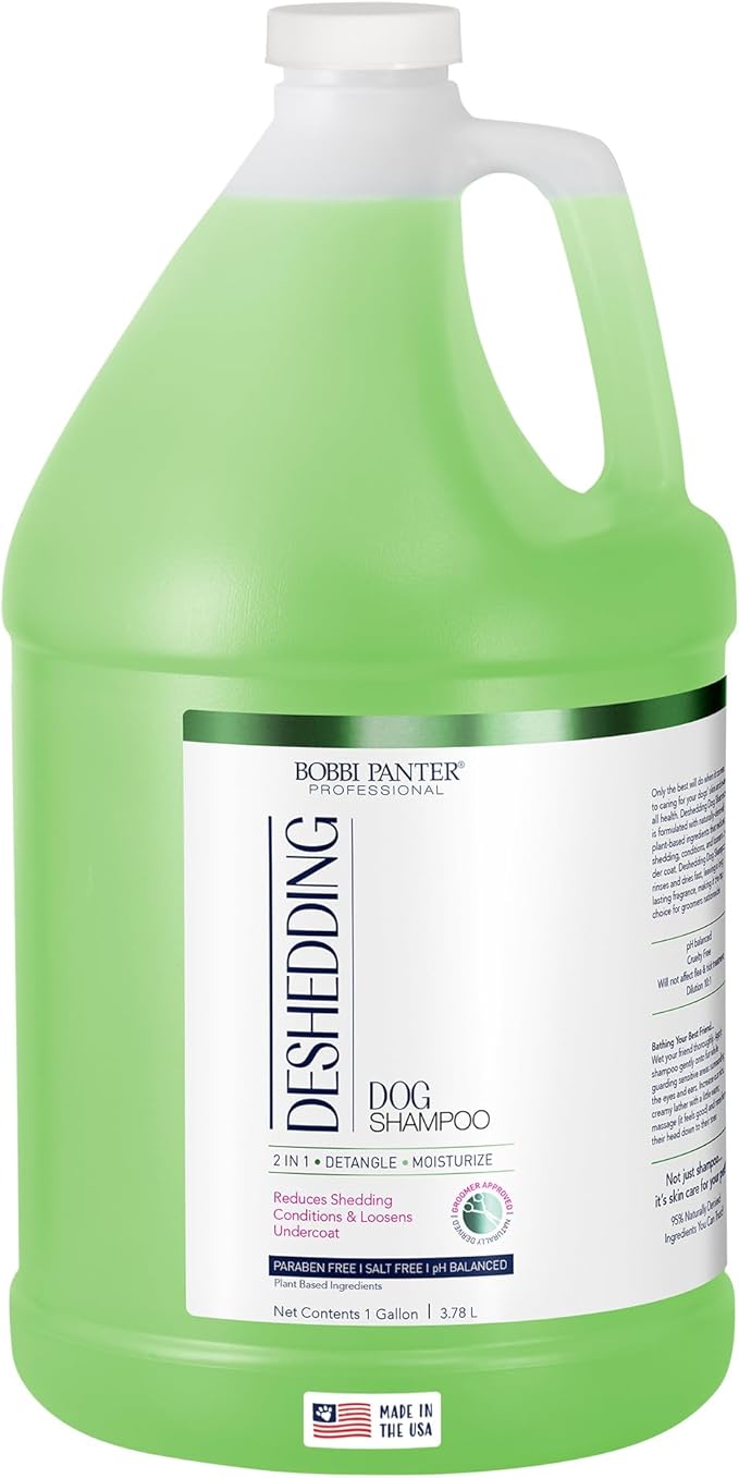 Bobbi Panter Dog Shampoo - Made in USA - All Natural Formula for Heavy Duty Deodorizing &amp; Degreasing - Concentrated 25:1 for Professional Groomers - Fresh Clean Scent, 1 Gallon
