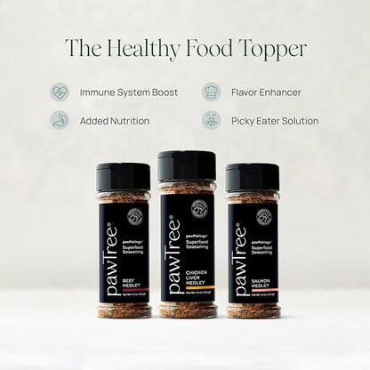 pawTree Healthy Food Toppers for Dogs &amp; Cats - Appetite Booster with Freeze-Dried Proteins. Delicious Pet Food Seasonings and Flavor Enhancer for Picky Eaters &amp; Appetite Stimulation (Salmon)