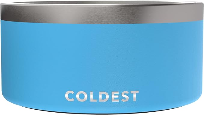 Coldest Dog Bowl - Anti Rust Metal, Non Slip, 3 Layers Insulated Stainless Steel Dog Bowls - Spill Proof &amp; Heavy Duty - Water Bowl for Dogs, Cats &amp; Pets, Dish Washer Safe (200 oz, Celestial Blue)