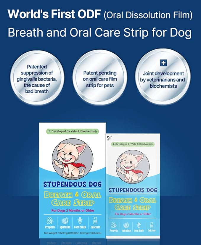 Breath Freshener Strip for Clean Teeth, Fresh Breath, &amp; Healthy Mouth: Dog Water Additive for Dental Care - Pet Bad Breath Remedy - Cat Dental Mint Treats (10 Strips)