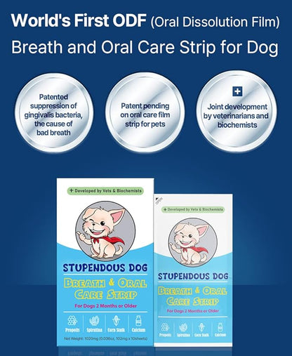Breath Freshener Strip: Pet Dental Care Supplement for Clean Teeth, Fresh Breath, &amp; Healthy Mouth - Dog Bad Breath Treatment, Brushless Oral Care Toothpaste for Dogs &amp; Cats (30 Strips)