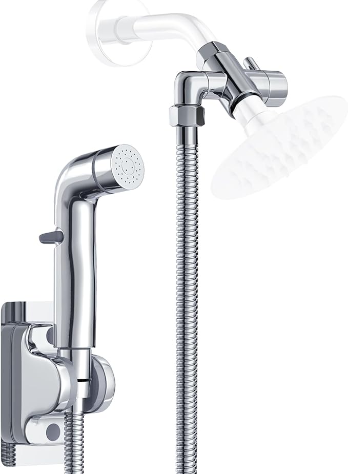 Dog Shower Attachment Metal, YDmeet Pet Washing Hose Attachment for Fast &amp; Clean Bathing, Brass 3 Way Diverter, Adjustable Sprayer wtih Turn Off, 8 ft Hose and Holder, Chrome