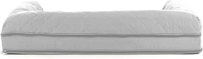 Furhaven Cooling Gel Dog Bed for Large/Medium Dogs w/ Removable Bolsters &amp; Washable Cover, For Dogs Up to 55 lbs - Quilted Sofa - Silver Gray, Large