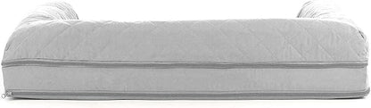 Furhaven Cooling Gel Dog Bed for Large/Medium Dogs w/ Removable Bolsters &amp; Washable Cover, For Dogs Up to 55 lbs - Quilted Sofa - Silver Gray, Large