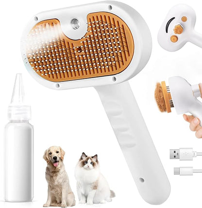 3-in-1 Pet Steam Brush Set for Dogs &amp; Cats, Grooming Comb with Spray, Defur Tool, Water-Assisted Hair Removal, Gentle Cat &amp; Dog Spritz Brush, Multi-Purpose Steam Grooming