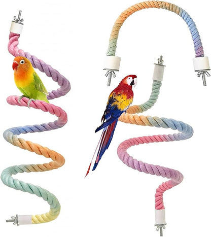 3pcs Gradient Colorful Bird Rope Perch Stand,Bird Cage Climbing Rope Toys Accessories,Bendable Climbing,Parakeet Lovebirds Cockatiels Budgies Play (15.7&
