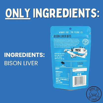 Grass-Fed Bison Liver Bits Cat Treats (Pack of 3) - Single Ingredient, High Protein Cat Food Snacks, Grain Free &amp; Made in USA, with Taurine, Iron &amp; Zinc for Healthy Cats