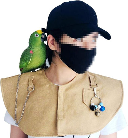QBLEEV Parrot Anti-Scratch Shoulder Protector Hang Bird Anklet&amp;Toys, Stand Shoulder Cape, Multi-Functional Pet Shoulder Pad Diaper Shawl for Small Medium Parakeets Cockatiels, Sun Conures(Yellow)