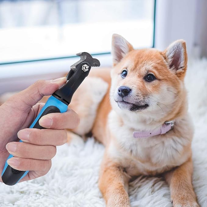 Pet Grooming Tool - 2 Sided Undercoat Rake for Cats and Dogs - Safe Dematting Comb for Easy Mats &amp; Tangles Removing - No More Nasty Shedding and Flying Hair