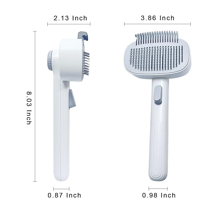 2-in-1 Dog &amp; Cat Grooming Brush – Adjustable Deshedding Comb &amp; One-Touch Clean | Skin-Safe Rake for Mats, Tangles, Shedding | Long/Short Hair Pets