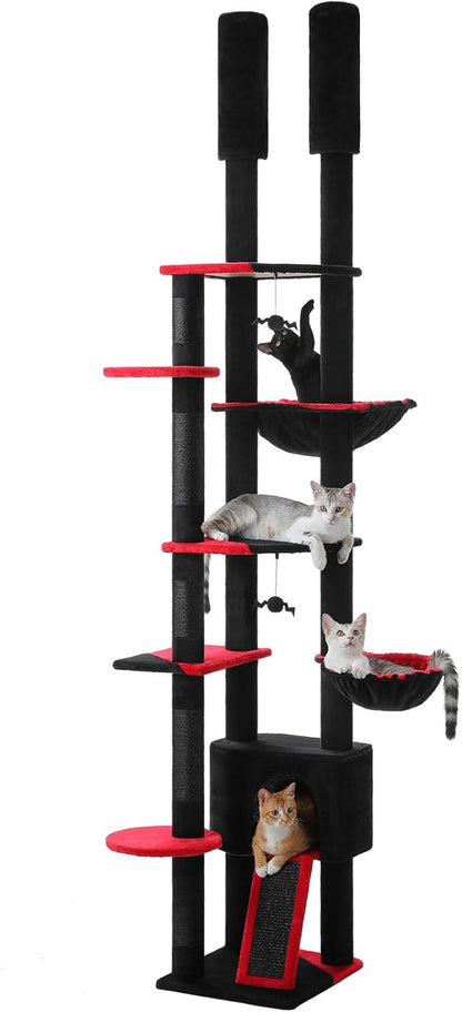 PEQULTI Tall Cat Tree, Floor to Ceiling Cat Tree Tower Adjustable [90.5&