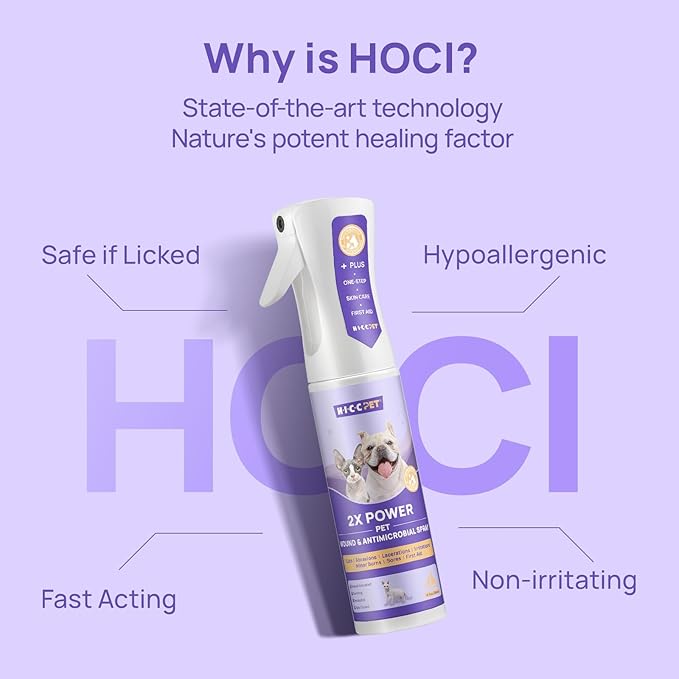 HICC PET Dog Hot Spot Treatment Spray, Itch Relief for Dog Care&amp; Cat Care, 2X Strength for Dog Wound Care, Alleviate Dry Itchy Skin, Allergies, Inflammation, Dog Skin Irritation Treatment, 10 fl oz