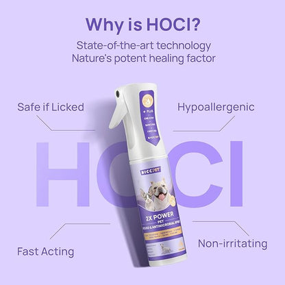 HICC PET Dog Hot Spot Treatment Spray, Itch Relief for Dog Care&amp; Cat Care, 2X Strength for Dog Wound Care, Alleviate Dry Itchy Skin, Allergies, Inflammation, Dog Skin Irritation Treatment, 10 fl oz
